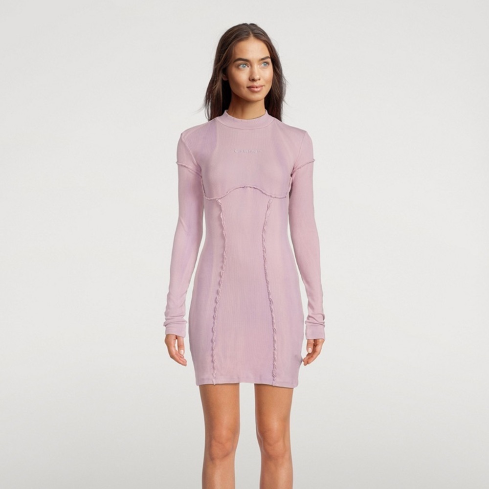 Off-White TM Brand Virgil Abloh Purple Laundry Rib Seasonal Long Sleeve Dress M - Picture 3 of 9